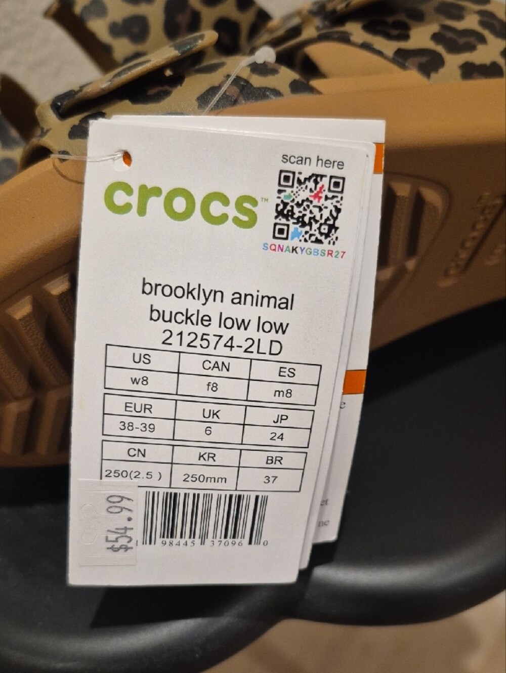 CROCS Leopard Print Dual-Strap Sandals in Tan and Black - Picture 5 of 8